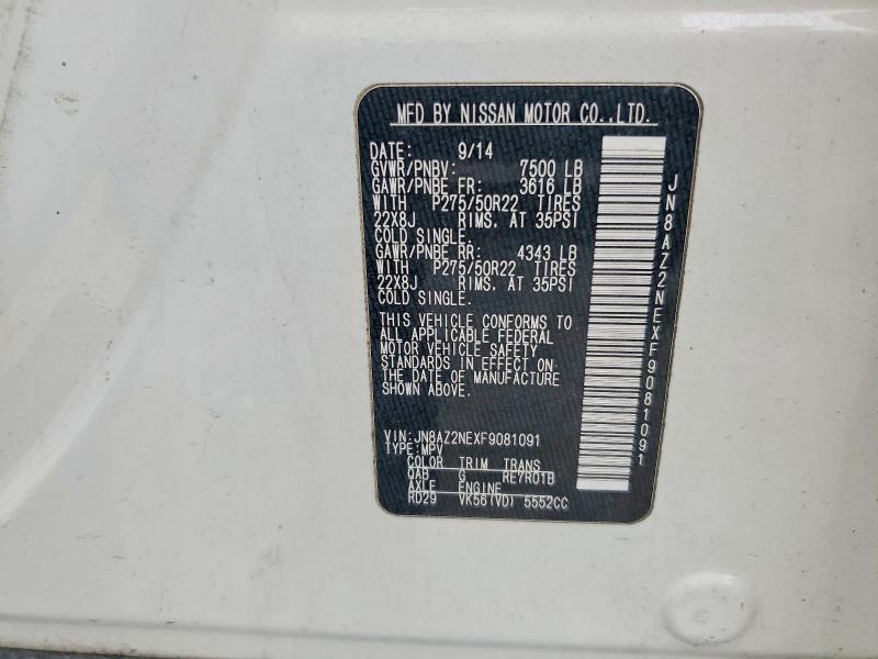 Продаж на аукціоні авто 2015 Infiniti Qx80, vin: JN8AZ2NEXF9081091, номер лоту: 54588476