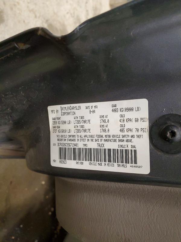 52691756 :رقم المزاد ، 3D7KS26C55G719401 vin ، 2005 Dodge Ram 2500 مزاد بيع