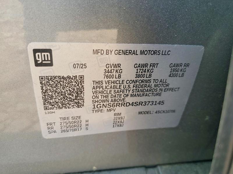 Продажа на аукционе авто 2025 Chevrolet Tahoe, vin: 1GNS6RRD4SR373145, номер лота: 52587536