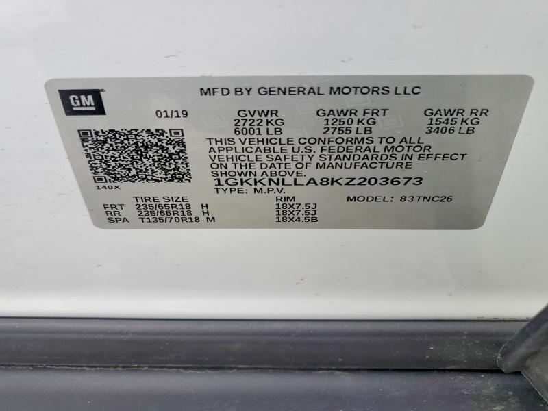 Aukcja sprzedaży 2019 Gmc Acadia, vin: 1GKKNLLA8KZ203673, numer aukcji: 54199876