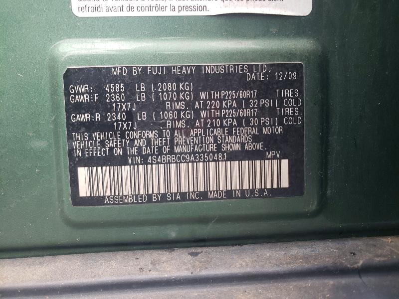 53492006 :رقم المزاد ، 4S4BRBCC9A3350481 vin ، 2010 Subaru Outback مزاد بيع