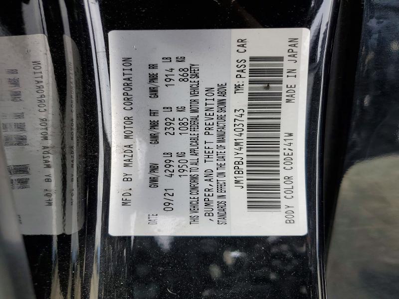 Продажа на аукционе авто 2021 Mazda 3, vin: JM1BPBJY4M1403743, номер лота: 52601026