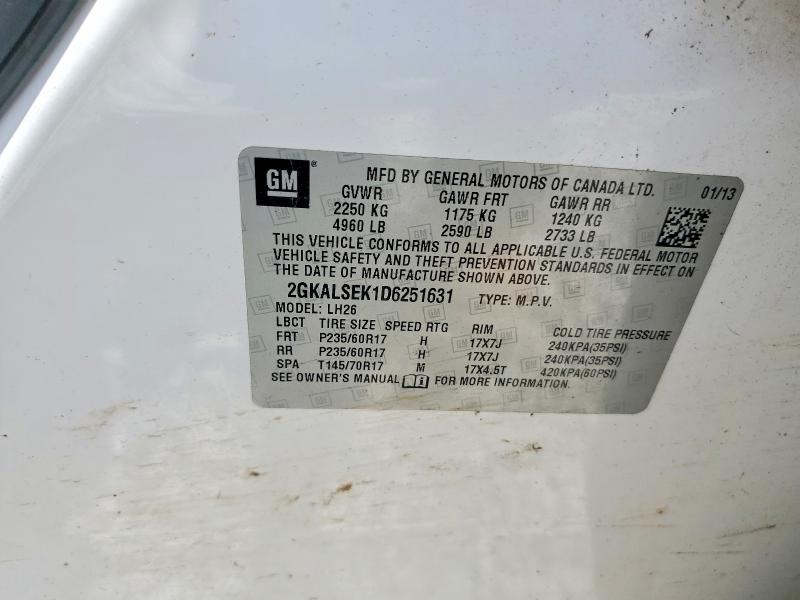 Aukcja sprzedaży 2013 Gmc Terrain, vin: 2GKALSEK1D6251631, numer aukcji: 53202886