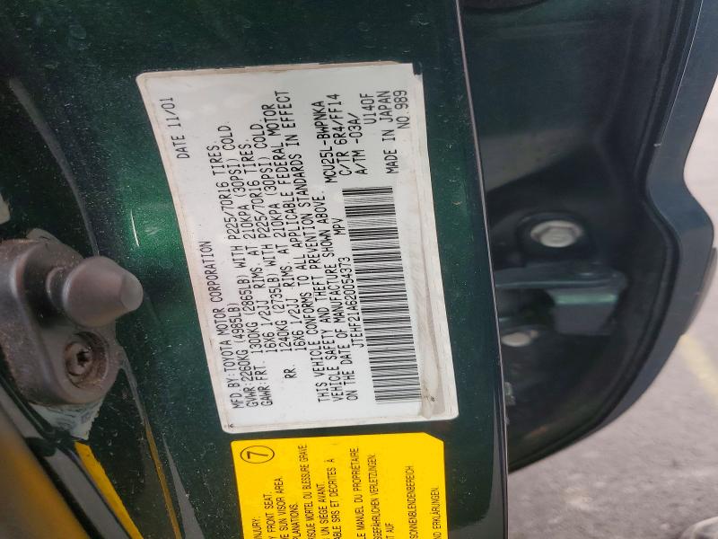 Aukcja sprzedaży 2002 Toyota Highlander, vin: JTEHF21A620054373, numer aukcji: 53096076