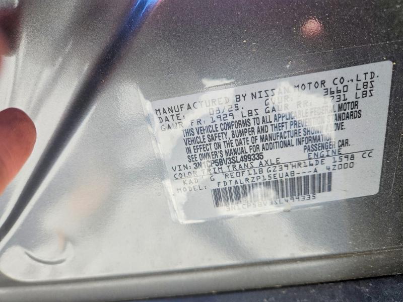 2025 Nissan Kicks Play მანქანა იყიდება აუქციონზე, vin: 3N1CP5BV3SL499335, აუქციონის ნომერი: 53583546