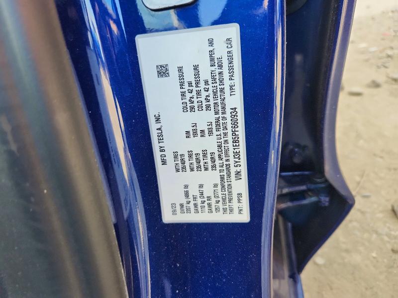 Продаж на аукціоні авто 2023 Tesla Model 3, vin: 5YJ3E1EB5PF660934, номер лоту: 54284706