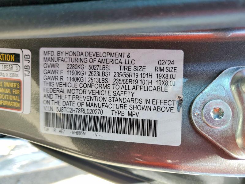 Продажа на аукционе авто 2024 Acura Rdx, vin: 5J8TC2H78RL020270, номер лота: 54627086