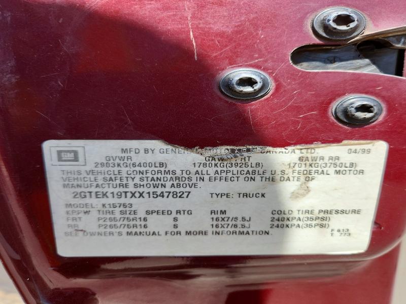 Aukcja sprzedaży 1999 Gmc New Sierra, vin: 2GTEK19TXX1547827, numer aukcji: 53024346