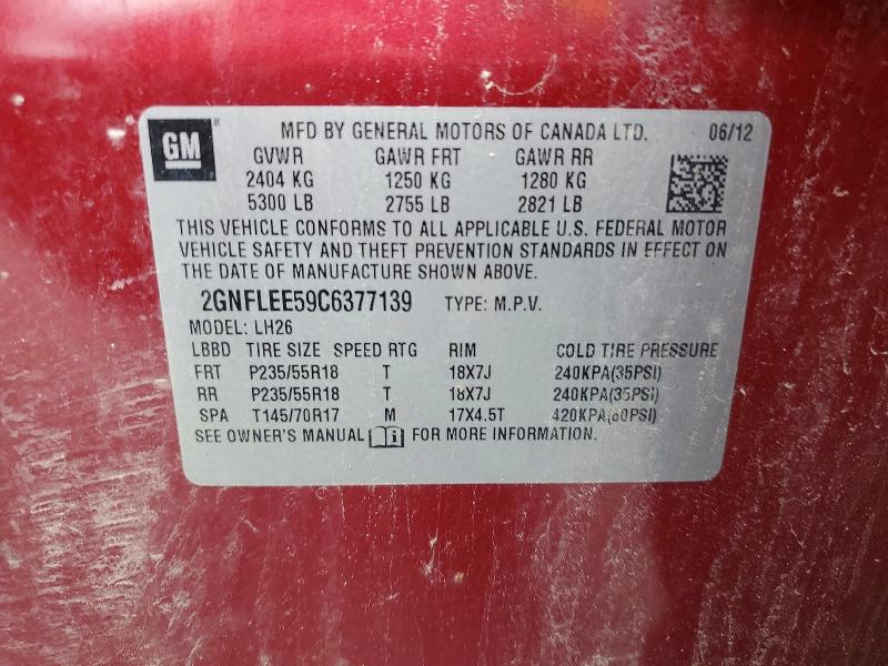 Aukcja sprzedaży 2012 Chevrolet Equinox, vin: 2GNFLEE59C6377139, numer aukcji: 52685006