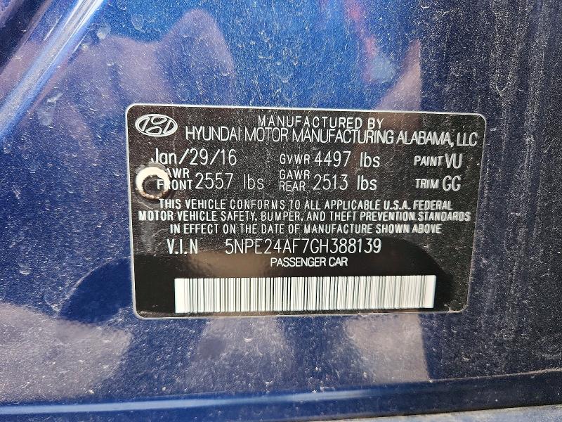 Aukcja sprzedaży 2016 Hyundai Sonata, vin: 5NPE24AF7GH388139, numer aukcji: 53649936