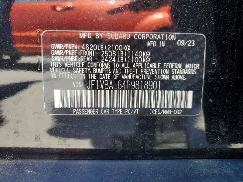 Продажа на аукционе авто 2023 Subaru Wrx, vin: JF1VBAL64P9818901, номер лота: 53319336