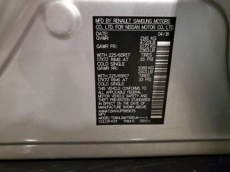 51535746 :رقم المزاد ، KNMAT2MVXJP585675 vin ، 2018 Nissan Rogue مزاد بيع