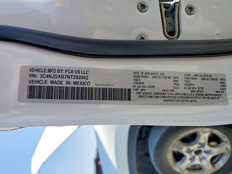 53080566 :رقم المزاد ، 3C4NJDAB7NT202662 vin ، 2022 Jeep Compass مزاد بيع