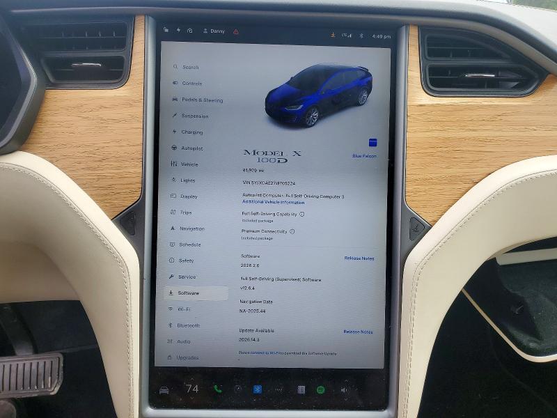 53762836 :رقم المزاد ، 5YJXCAE27JF105224 vin ، 2018 Tesla Model X مزاد بيع