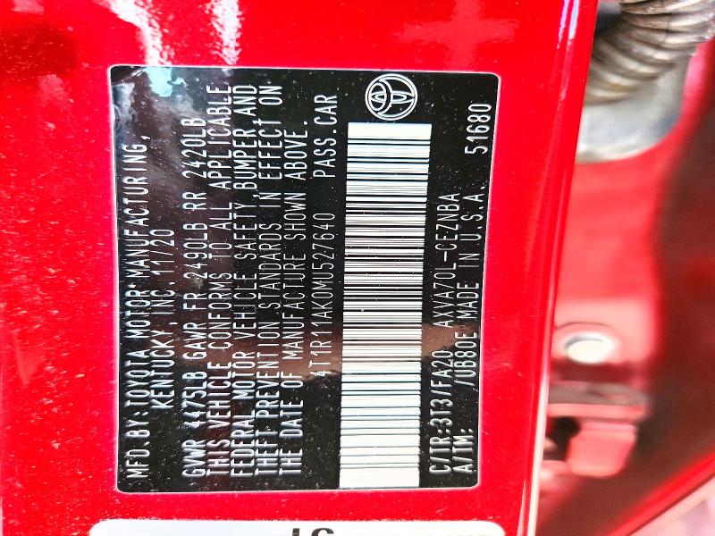 Aukcja sprzedaży 2021 Toyota Camry, vin: 4T1R11AK0MU527640, numer aukcji: 53204146