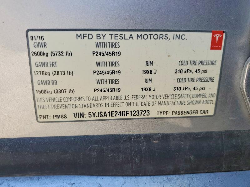 Продажа на аукционе авто 2016 Tesla Model S, vin: 5YJSA1E24GF123723, номер лота: 50884866