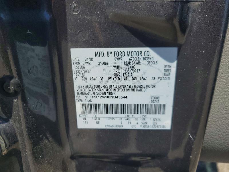 Продаж на аукціоні авто 2006 Ford F150, vin: 1FTRX12W96NB45544, номер лоту: 51917366