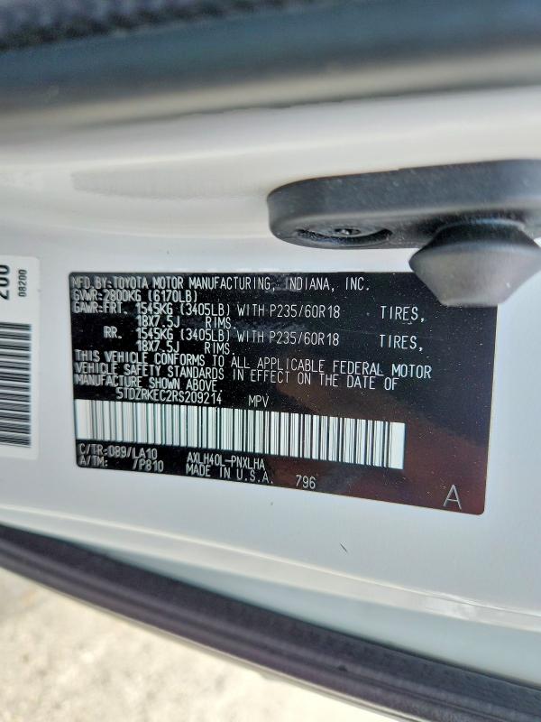 Продажа на аукционе авто 2024 Toyota Sienna, vin: 5TDZRKEC2RS209214, номер лота: 54159466