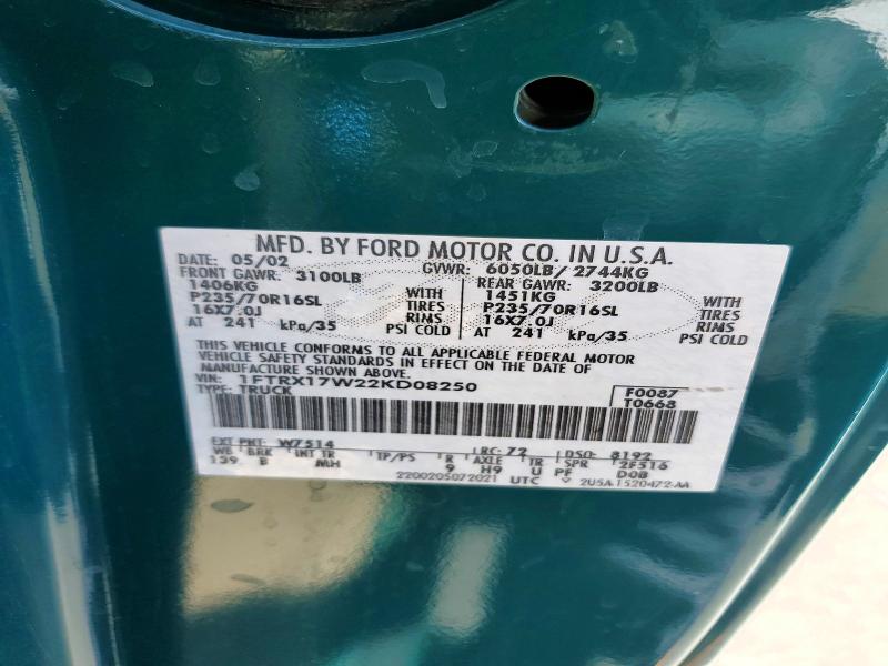 Продаж на аукціоні авто 2002 Ford F150, vin: 1FTRX17W22KD08250, номер лоту: 53847986