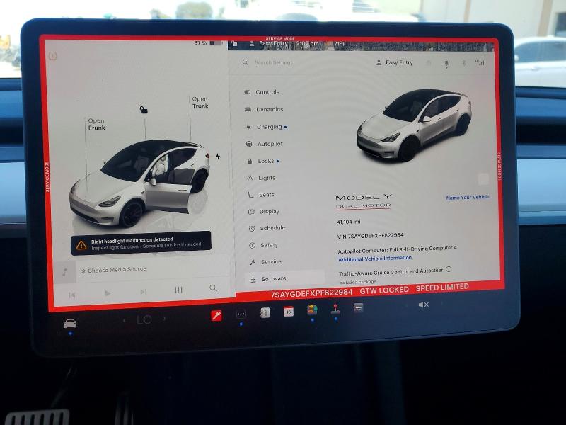 2023 Tesla Model Y მანქანა იყიდება აუქციონზე, vin: 7SAYGDEFXPF822984, აუქციონის ნომერი: 52852986