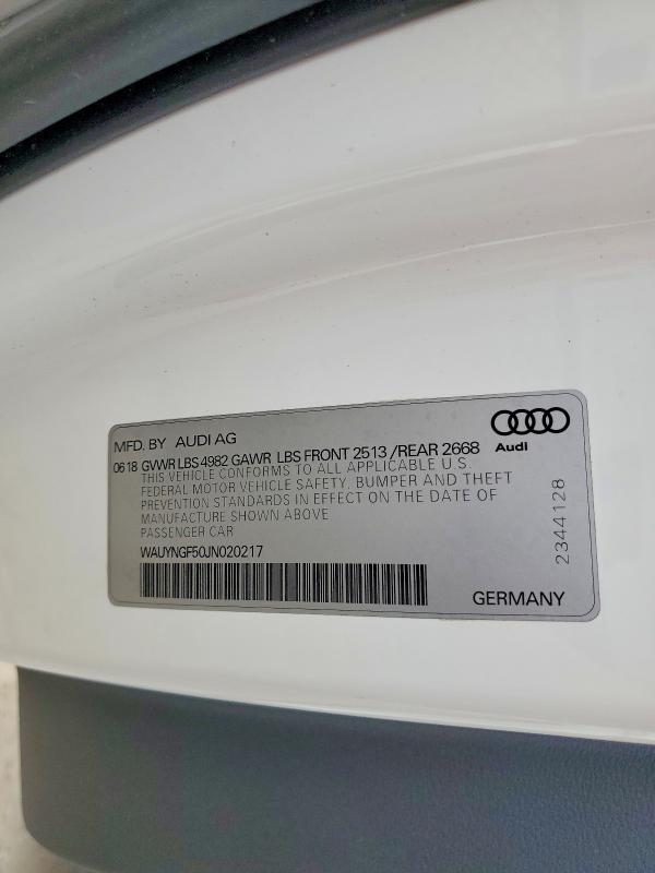 Aukcja sprzedaży 2018 Audi A5, vin: WAUYNGF50JN020217, numer aukcji: 52400796