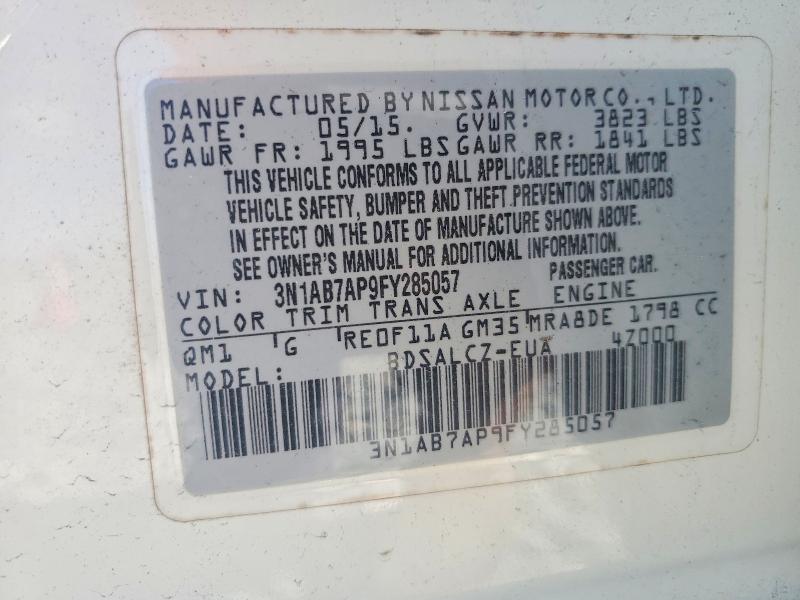 Aukcja sprzedaży 2015 Nissan Sentra, vin: 3N1AB7AP9FY285057, numer aukcji: 52940606