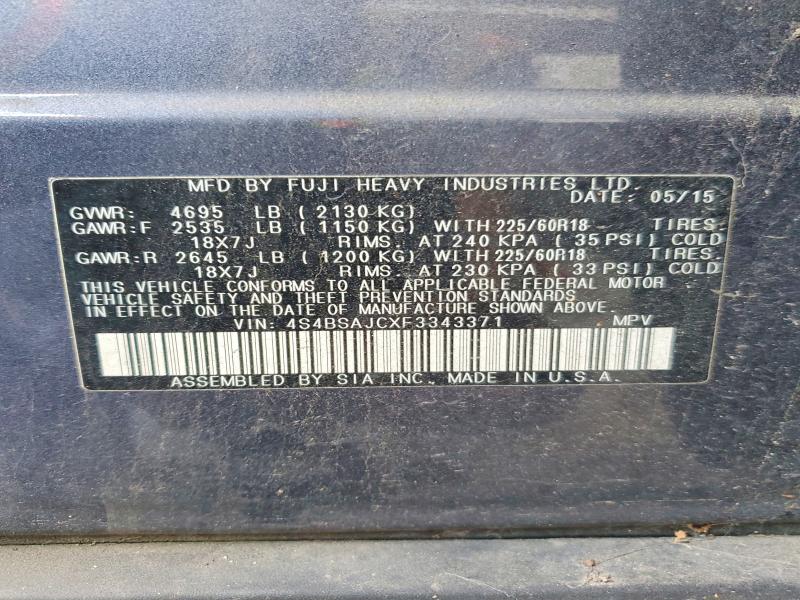 Продажа на аукционе авто 2015 Subaru Outback, vin: 4S4BSAJCXF3343371, номер лота: 54714516