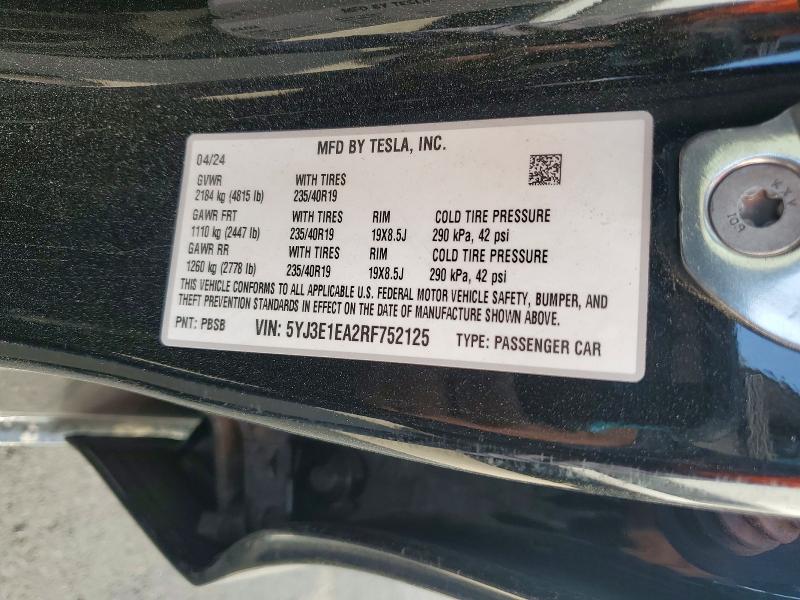 Продажа на аукционе авто 2024 Tesla Model 3, vin: 5YJ3E1EA2RF752125, номер лота: 53080126