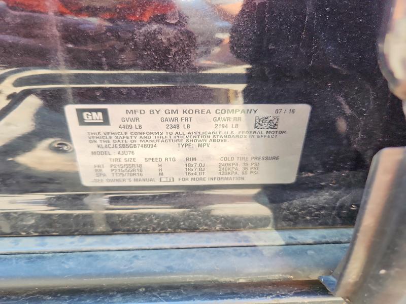 Aukcja sprzedaży 2016 Buick Encore, vin: KL4CJESB5GB748094, numer aukcji: 52603366