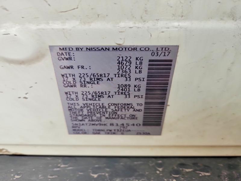 Aukcja sprzedaży 2017 Nissan Rogue, vin: 5N1AT2MV9HC814540, numer aukcji: 54283426
