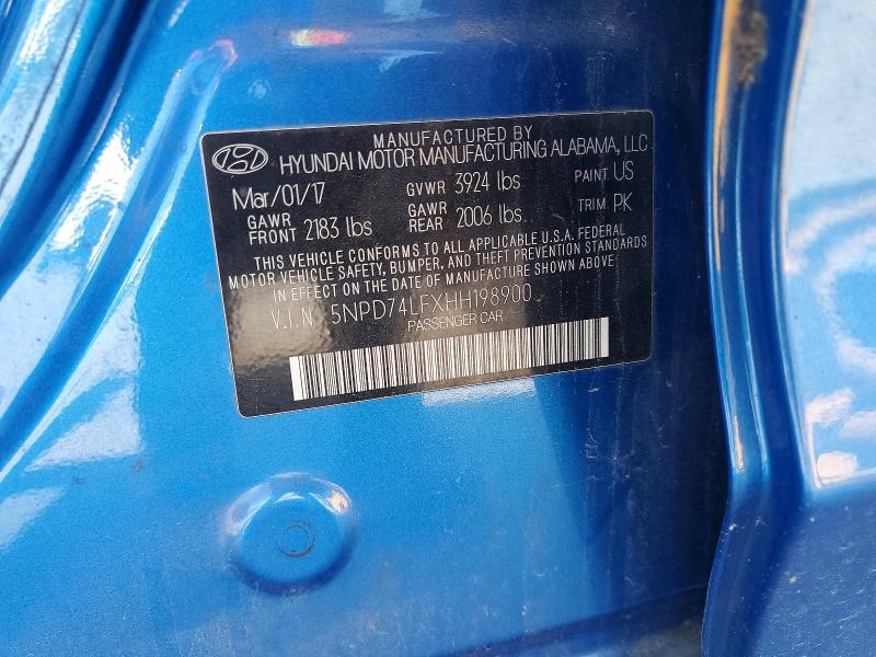 2017 Hyundai Elantra მანქანა იყიდება აუქციონზე, vin: 5NPD74LFXHH198900, აუქციონის ნომერი: 53765026
