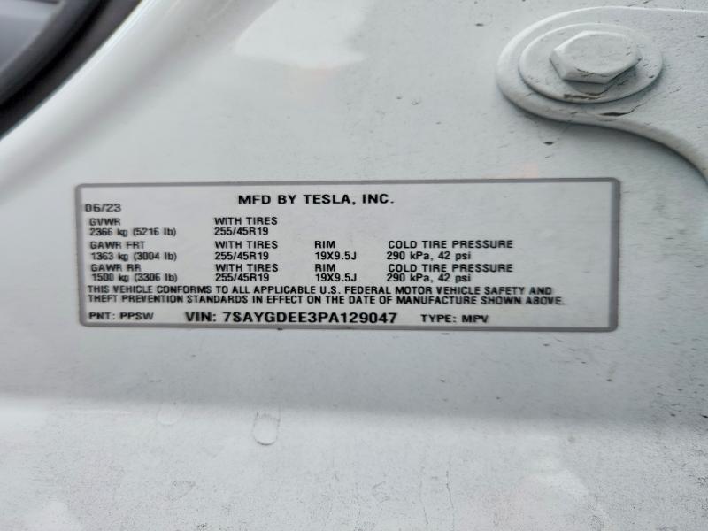 2023 Tesla Model Y მანქანა იყიდება აუქციონზე, vin: 7SAYGDEE3PA129047, აუქციონის ნომერი: 53290956