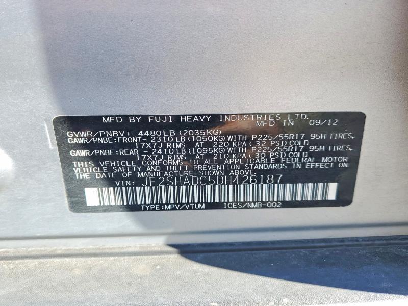Aukcja sprzedaży 2013 Subaru Forester, vin: JF2SHADC5DH426187, numer aukcji: 53725776