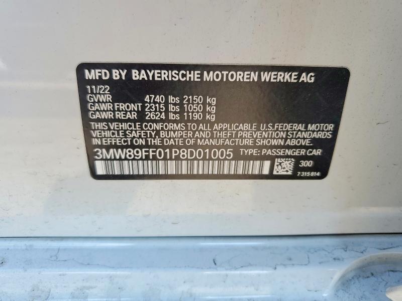 Aukcja sprzedaży 2023 Bmw 330xi, vin: 3MW89FF01P8D01005, numer aukcji: 53919746