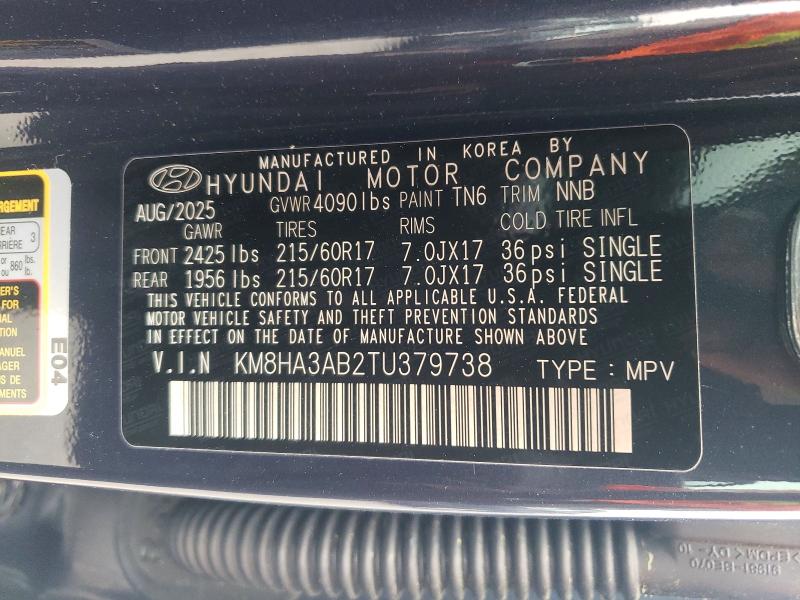 Aukcja sprzedaży 2026 Hyundai Kona, vin: KM8HA3AB2TU379738, numer aukcji: 53312546