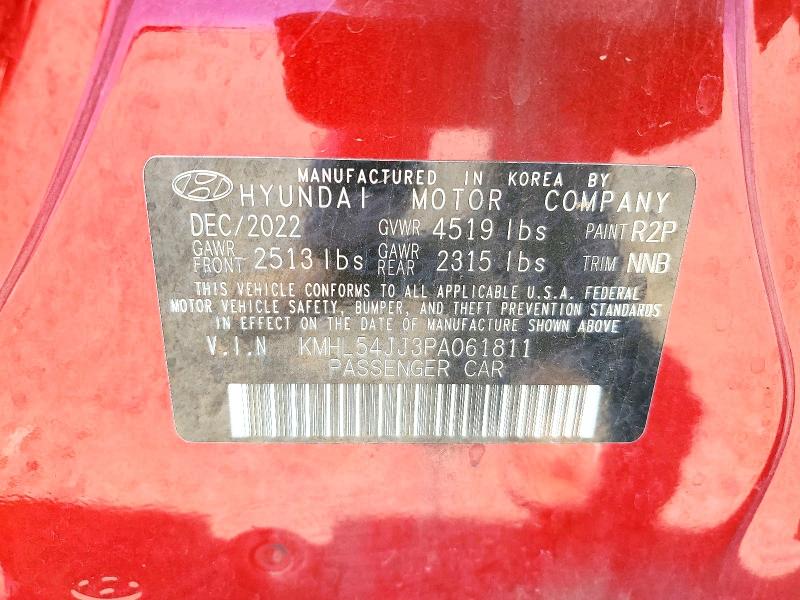 2023 Hyundai Sonata Hybrid მანქანა იყიდება აუქციონზე, vin: KMHL54JJ3PA061811, აუქციონის ნომერი: 53221806