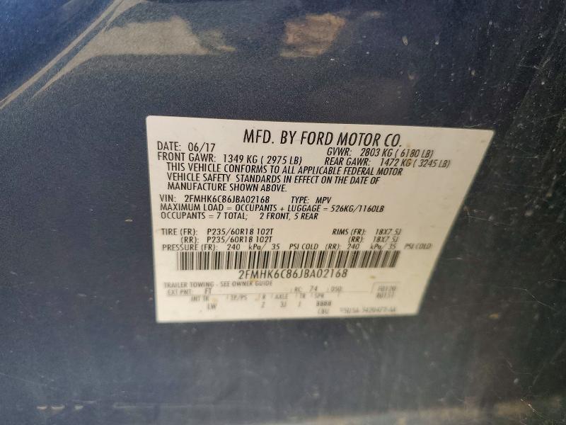 53302166 :رقم المزاد ، 2FMHK6C86JBA02168 vin ، 2018 Ford Flex مزاد بيع