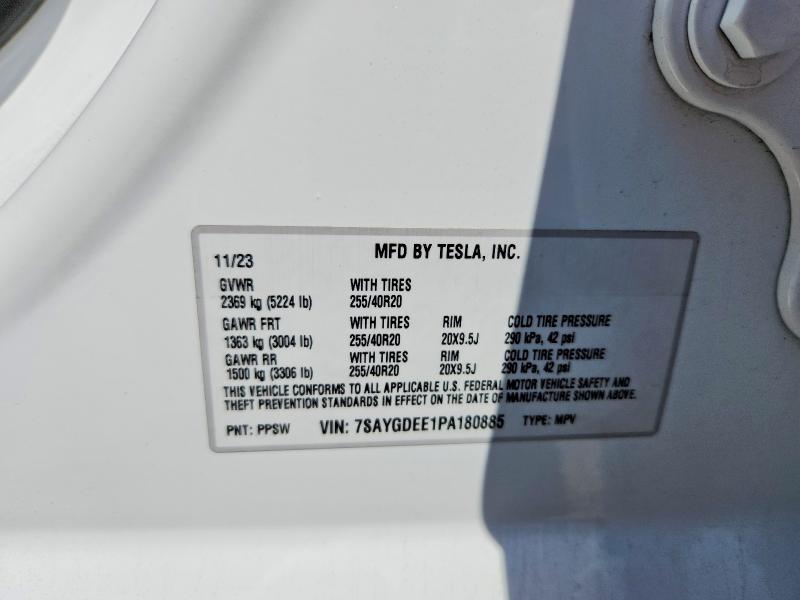 Aukcja sprzedaży 2023 Tesla Model Y, vin: 7SAYGDEE1PA180885, numer aukcji: 53787776