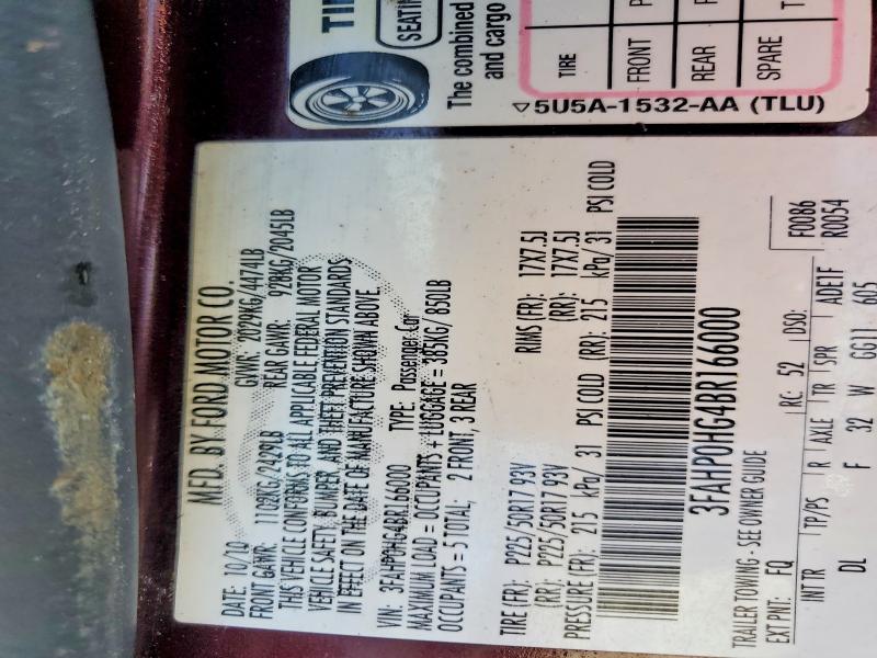 Aukcja sprzedaży 2011 Ford Fusion, vin: 3FAHP0HG4BR166000, numer aukcji: 55005926