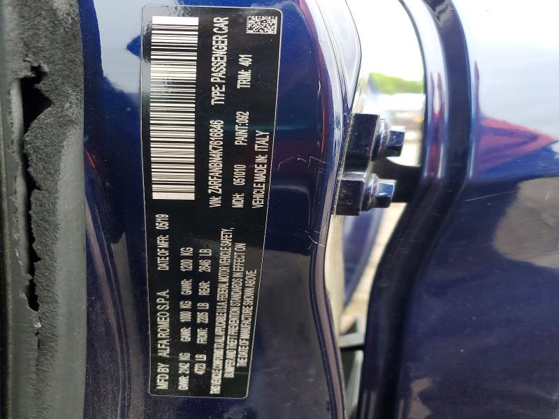 Aukcja sprzedaży 2019 Alfa Romeo Giulia, vin: ZARFANBN4K7616846, numer aukcji: 54589246