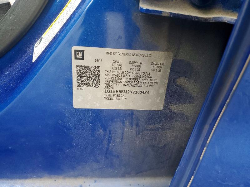 51962686 :رقم المزاد ، 1G1BE5SM2K7100434 vin ، 2019 Chevrolet Cruze مزاد بيع