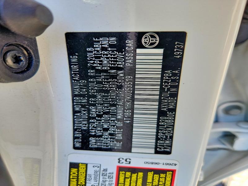 2019 Toyota Camry მანქანა იყიდება აუქციონზე, vin: 4T1B61HK7KU253519, აუქციონის ნომერი: 52819946
