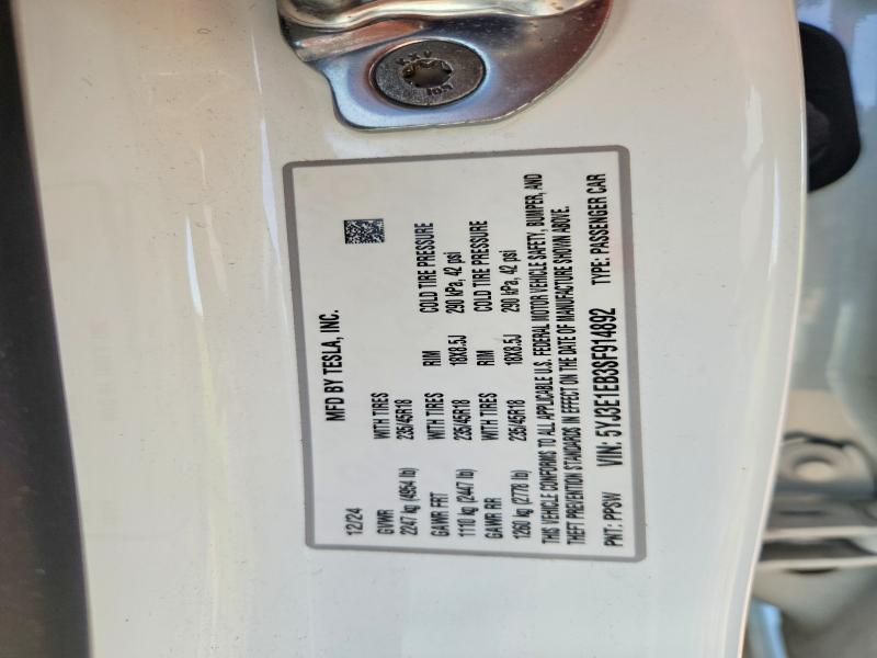 2025 Tesla Model 3 მანქანა იყიდება აუქციონზე, vin: 5YJ3E1EB3SF914892, აუქციონის ნომერი: 51669546
