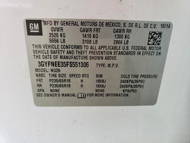 2015 Cadillac Srx მანქანა იყიდება აუქციონზე, vin: 3GYFNEE35FS551306, აუქციონის ნომერი: 54798226
