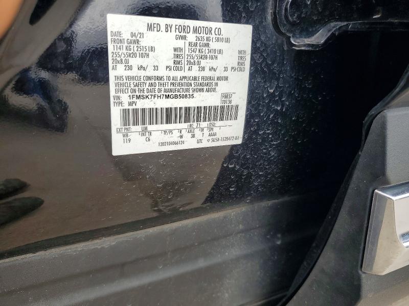 54688866 :رقم المزاد ، 1FMSK7FH7MGB50835 vin ، 2021 Ford Explorer مزاد بيع