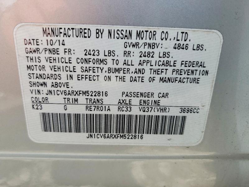 Продаж на аукціоні авто 2015 Infiniti Q40, vin: JN1CV6ARXFM522816, номер лоту: 54927066