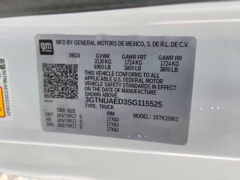 54618456 :رقم المزاد ، 3GTNUAED3SG115525 vin ، 2025 Gmc Sierra مزاد بيع