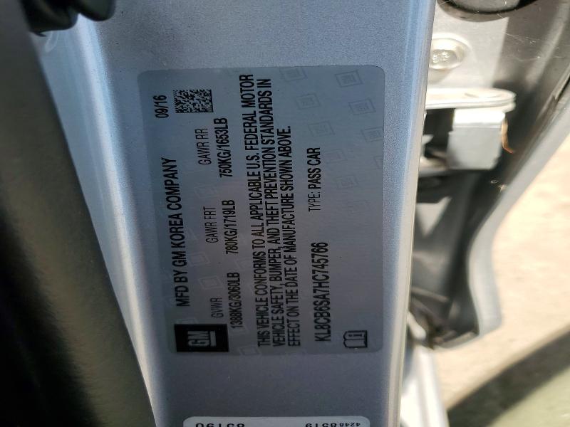 2017 Chevrolet Spark მანქანა იყიდება აუქციონზე, vin: KL8CB6SA7HC745766, აუქციონის ნომერი: 55014806