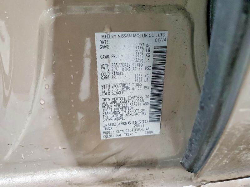 52166306 :رقم المزاد ، 1N6ED1EK9RN648590 vin ، 2024 Nissan Frontier مزاد بيع