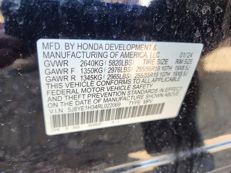 2024 Acura Mdx მანქანა იყიდება აუქციონზე, vin: 5J8YE1H34RL022069, აუქციონის ნომერი: 54974326